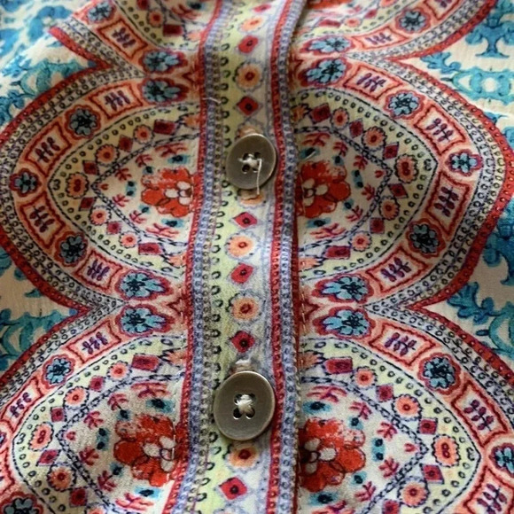 nanette lepore 100% silk resort /summer skirt w deep slits at the front & back - Picture 8 of 8